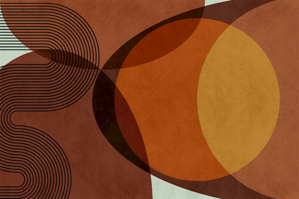 Mid Century Modern Organic Orange Brown