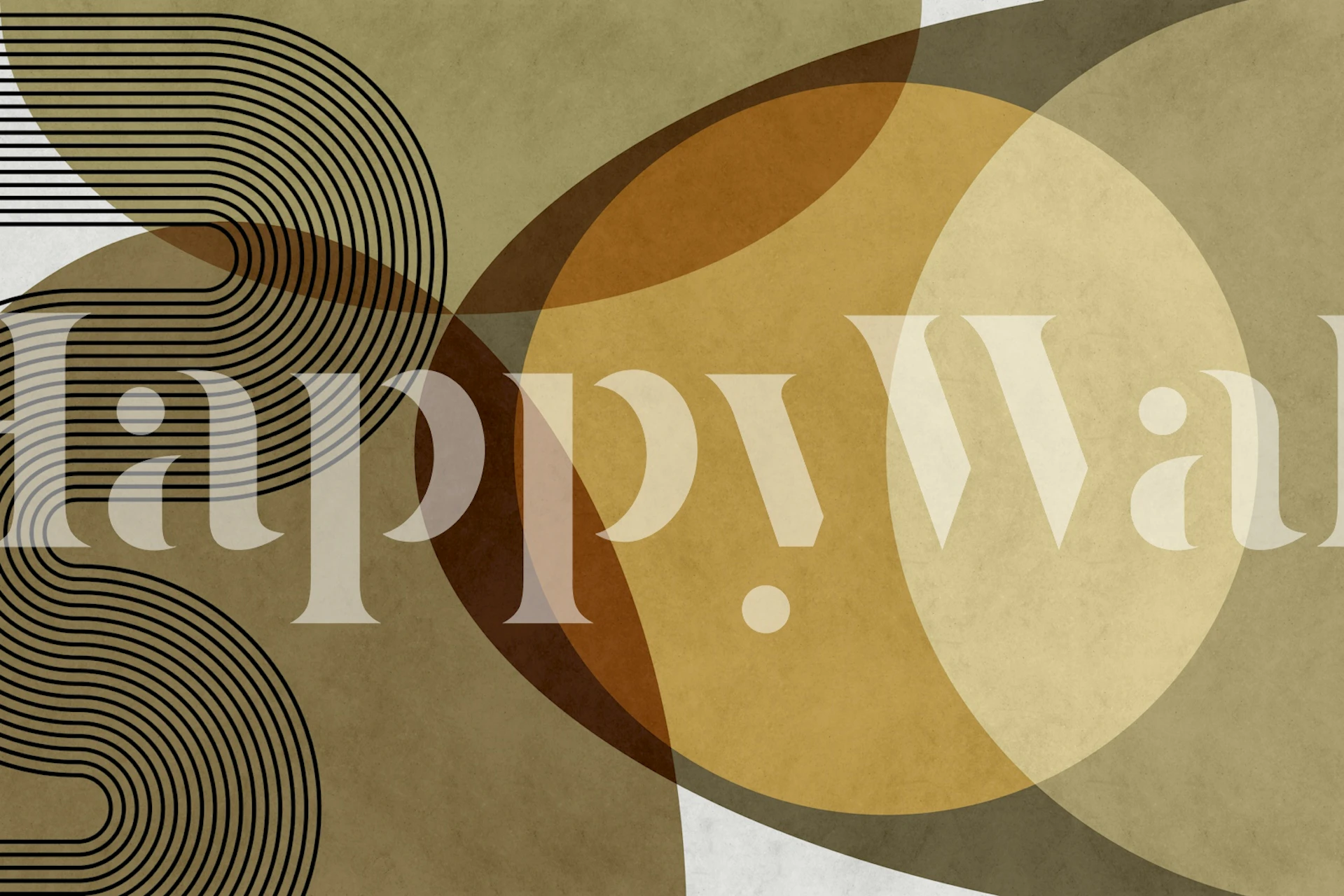 Mid-century modern organic geometric wallpaper in a room