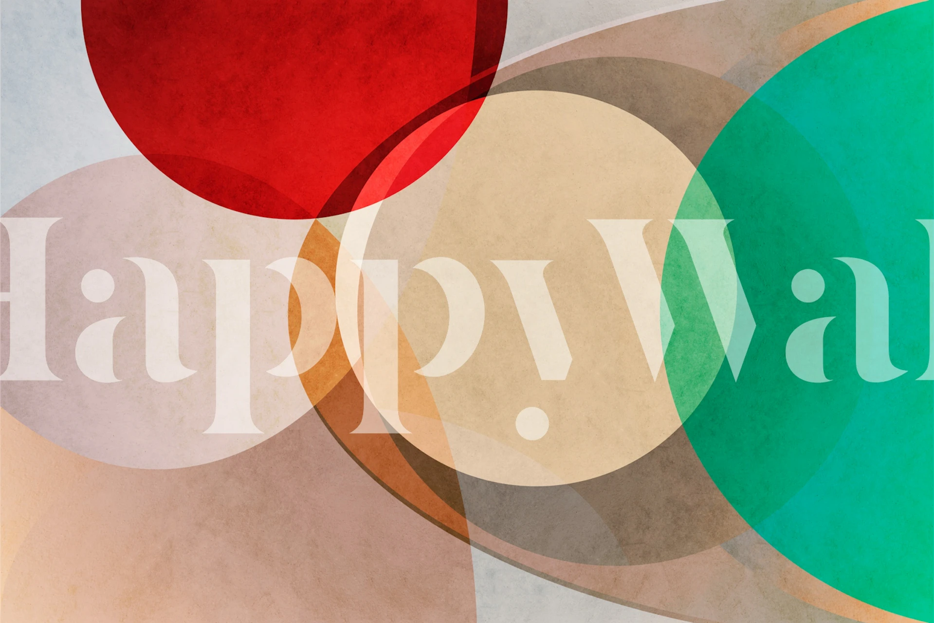 Colorful geometric shapes in red, green, orange, and beige wallpaper