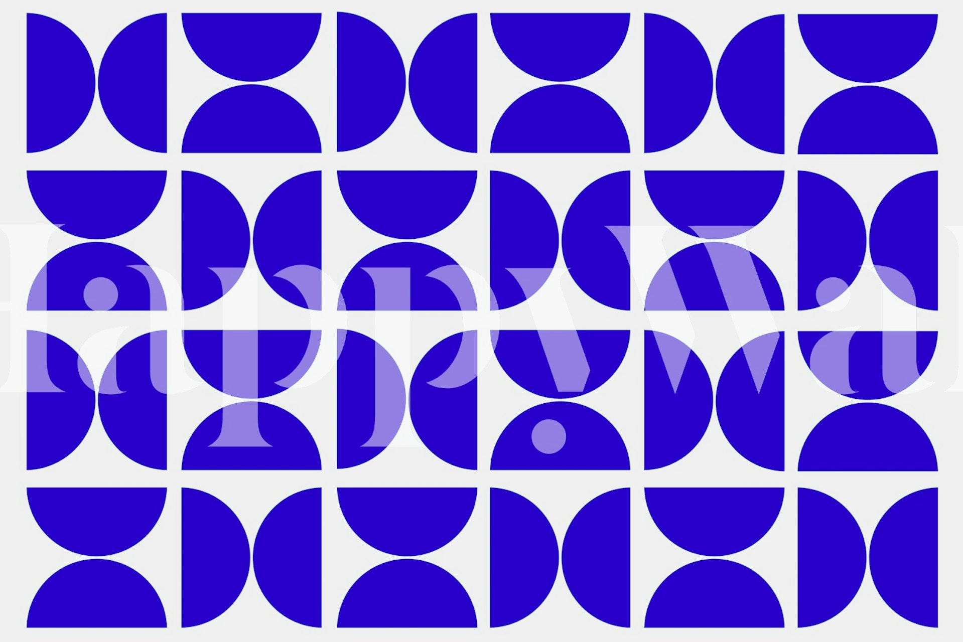 Vivid vibrant blue Bauhaus wallpaper design