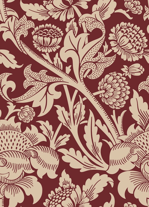 Victorian Wey Pattern in Vanilla and Puce Red