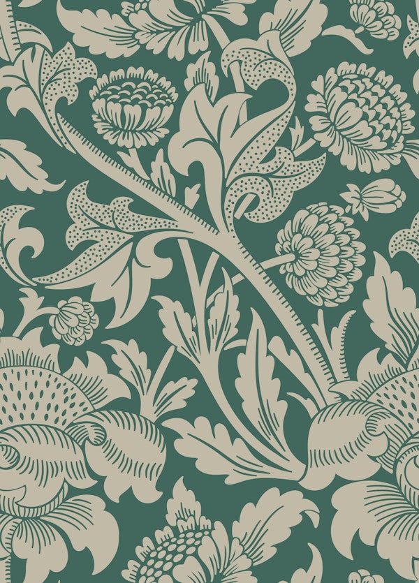 Victorian Wey Pattern in Deep Space Green