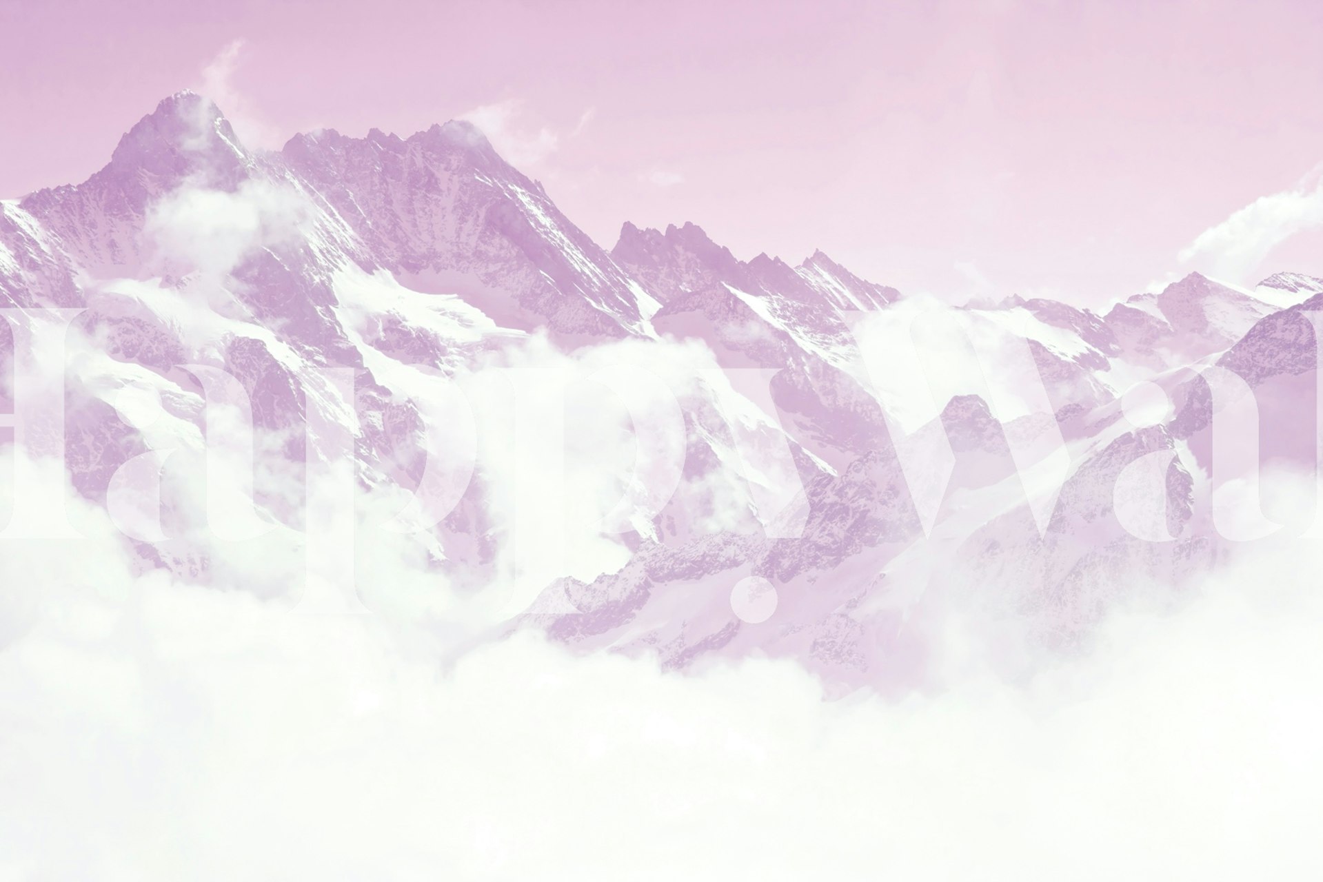 papier peint Pink Cloudy Mountains dans une pièce