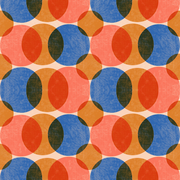 Mid Century Color Dots Orange Blue