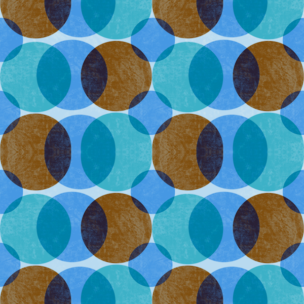Mid Century Color Dots Blue Brown