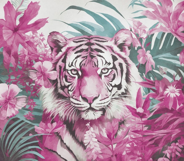Wild Tiger Jungle Paradise Pink Teal