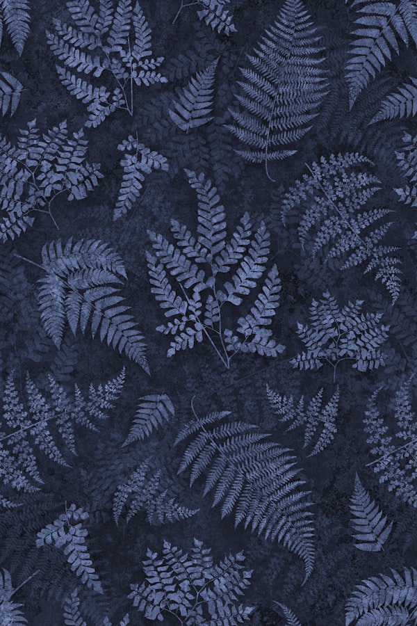 Moody Woods Moss Blue Fern Botanical Pattern