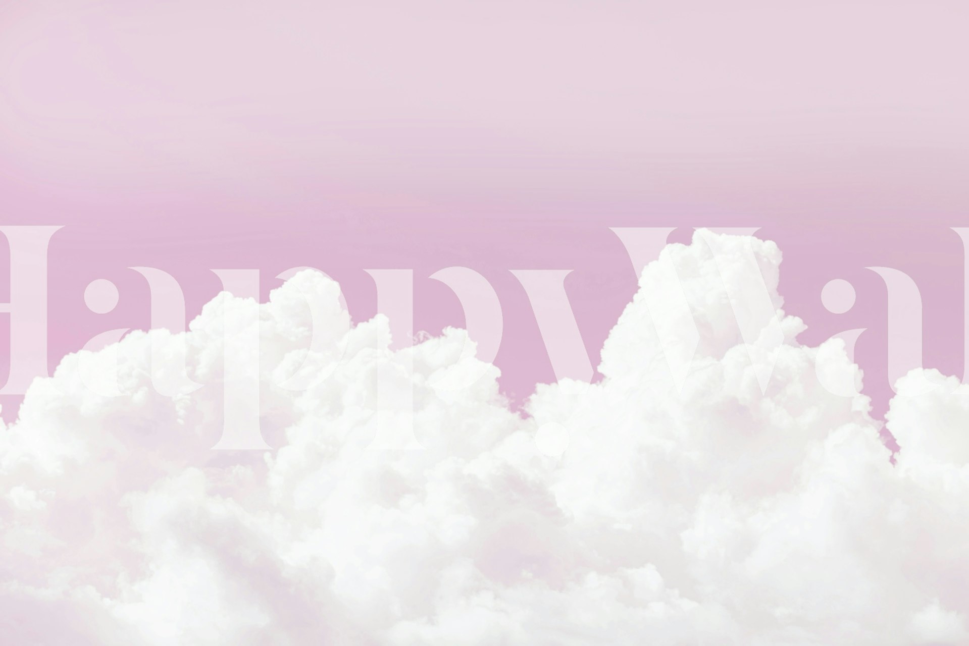Soft pink ombre clouds with white accents wallpaper
