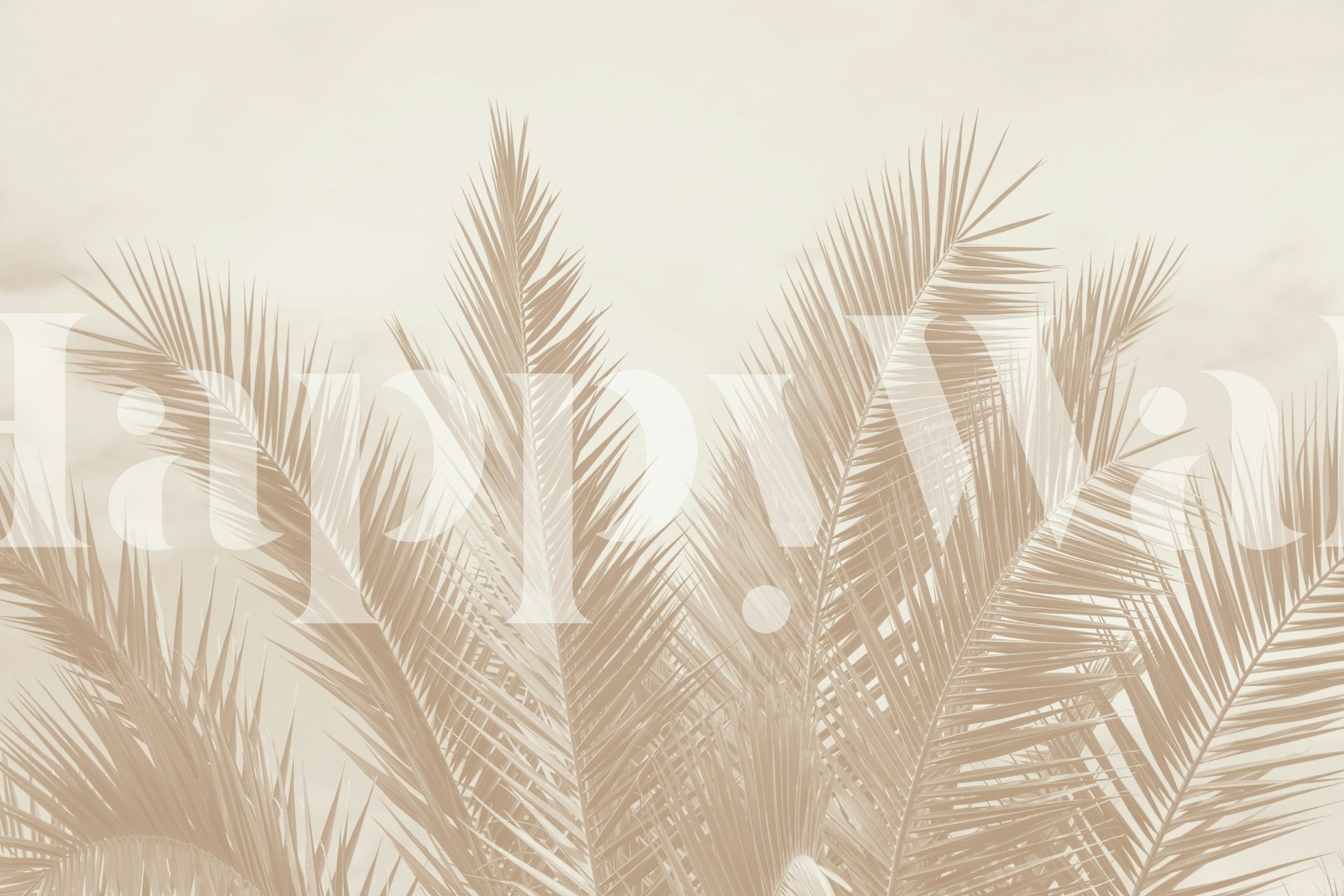 Warm beige palm leaves wallpaper, tropical style