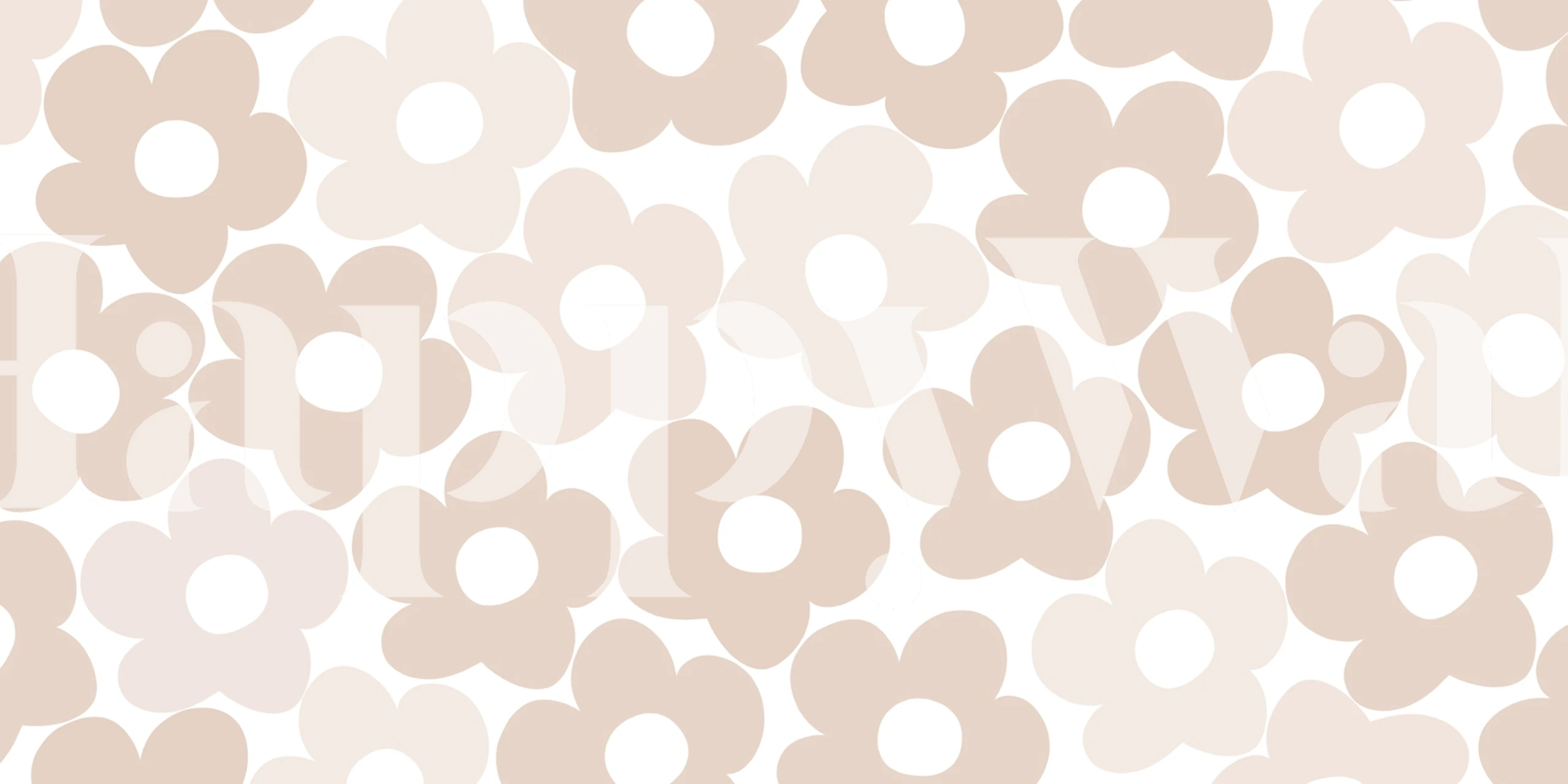 Neutral retro daisies wallpaper in a room