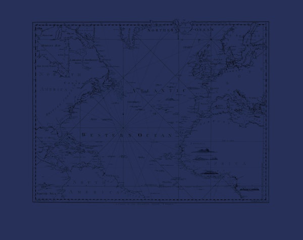 Vintage Map Navy Blue