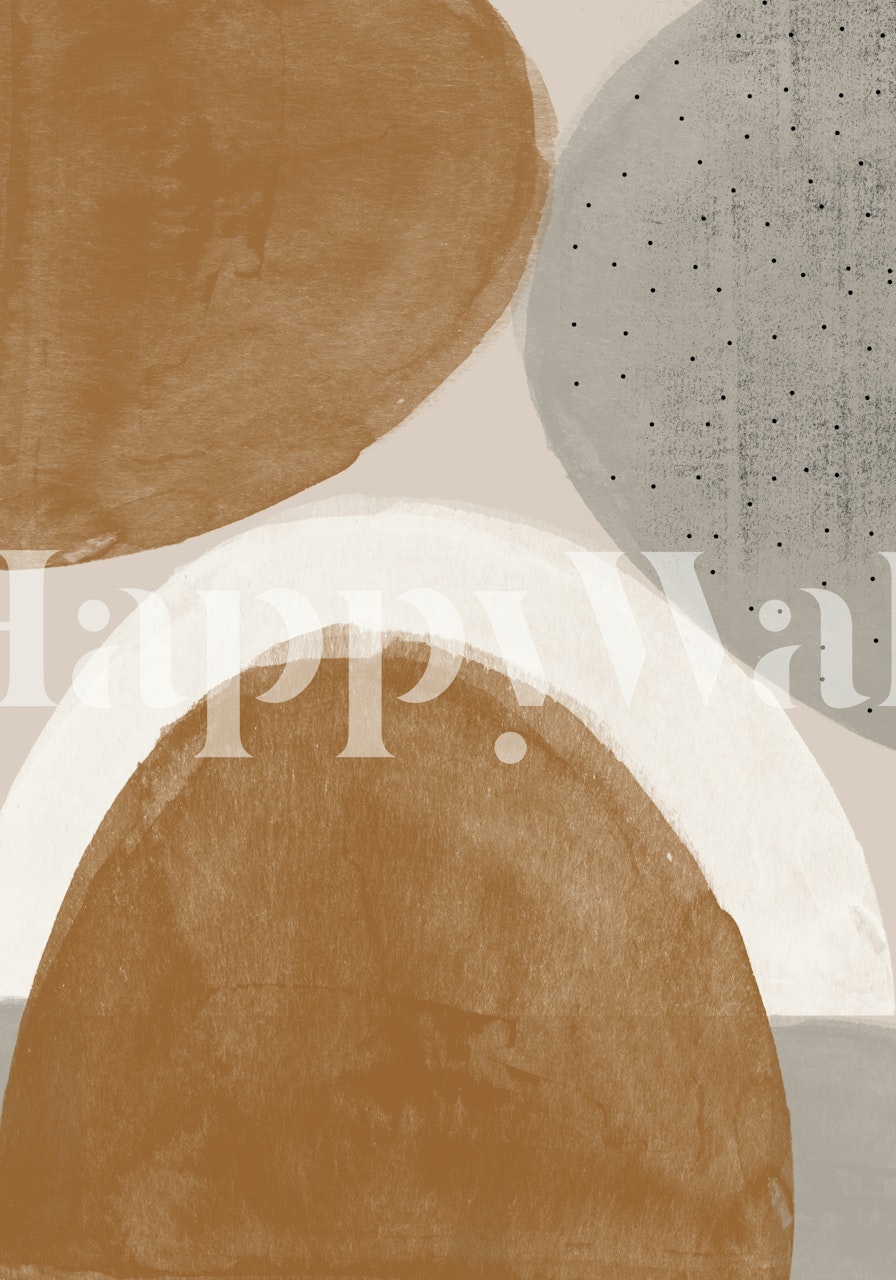 Abstract earthy tones shapes in brown and gray wallpaper