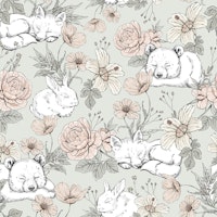 Sleeping Woodland - pattern - mint behang