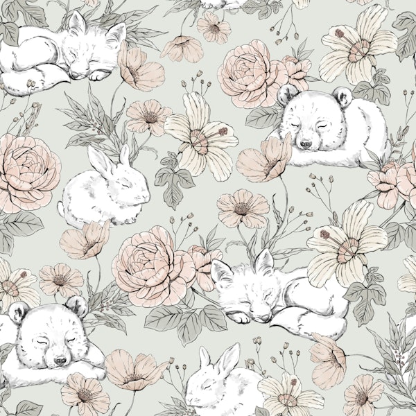 Sleeping Woodland - pattern - mint