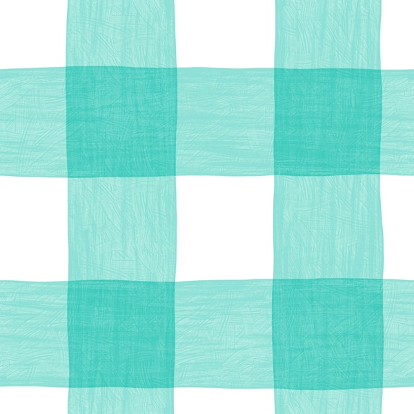 Painted Gingham Mint Turquoise Green Small