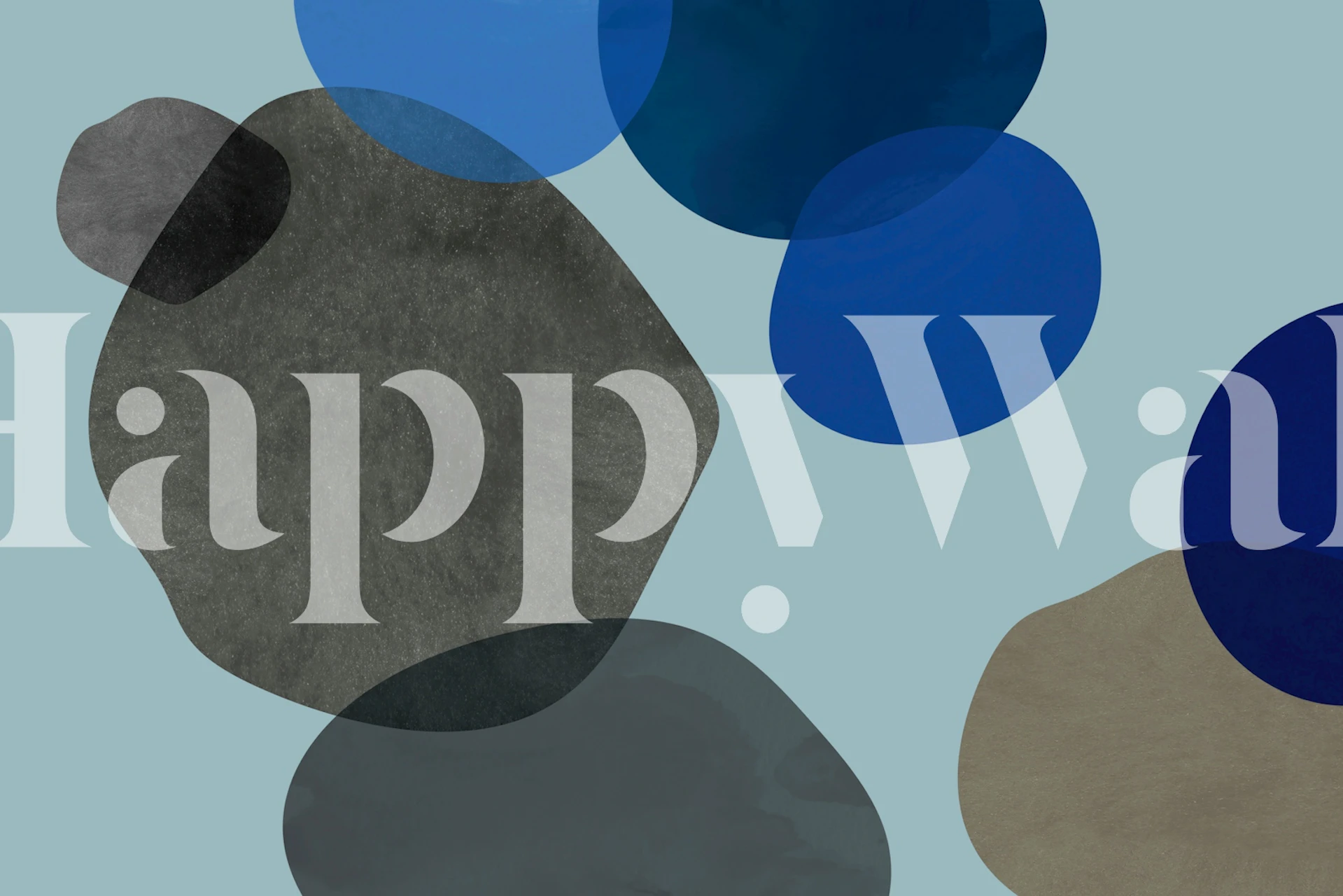 Tapeta Grey Blue Curved Shapes w pokoju