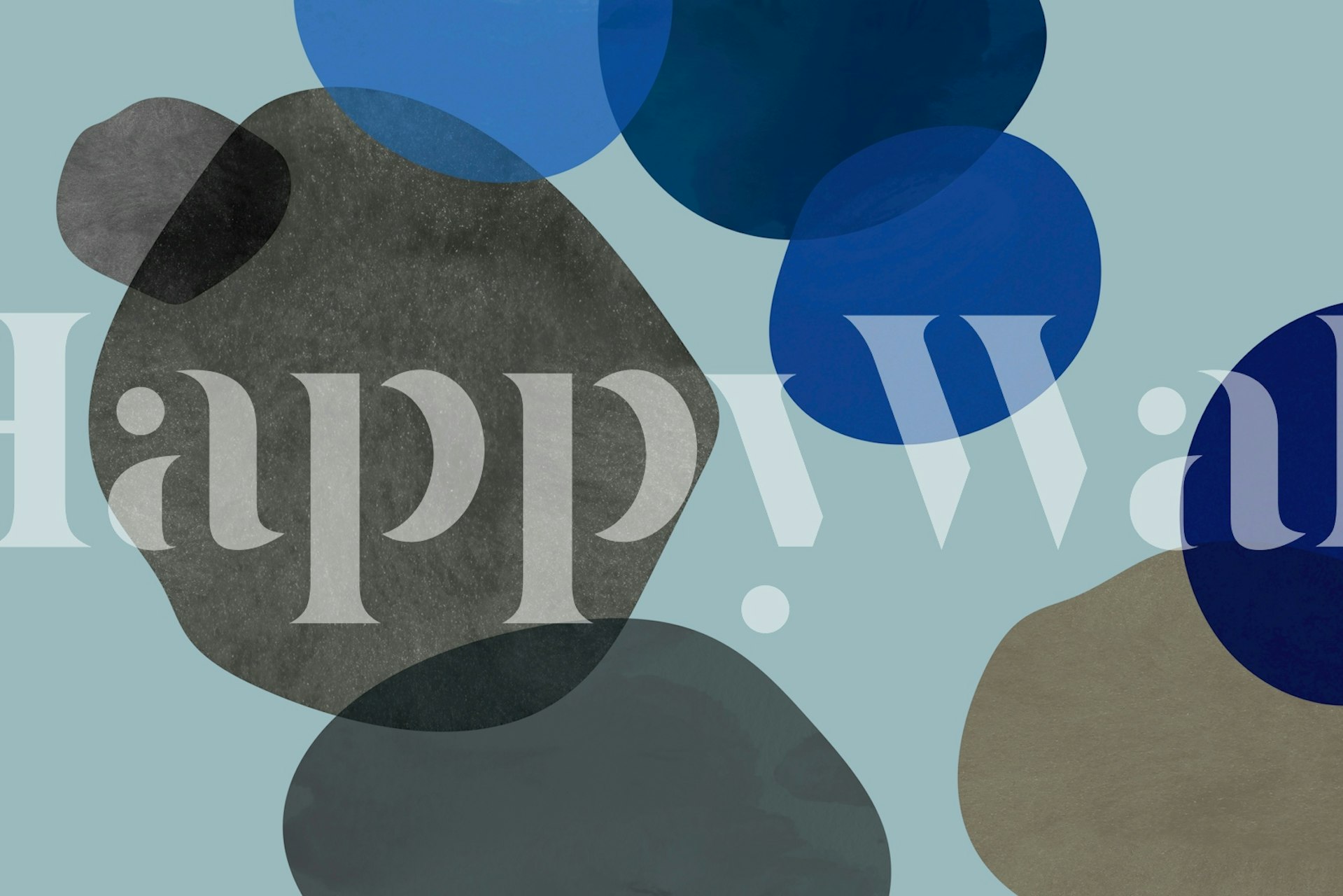 Abstract curved shapes in blue and grey wallpaper