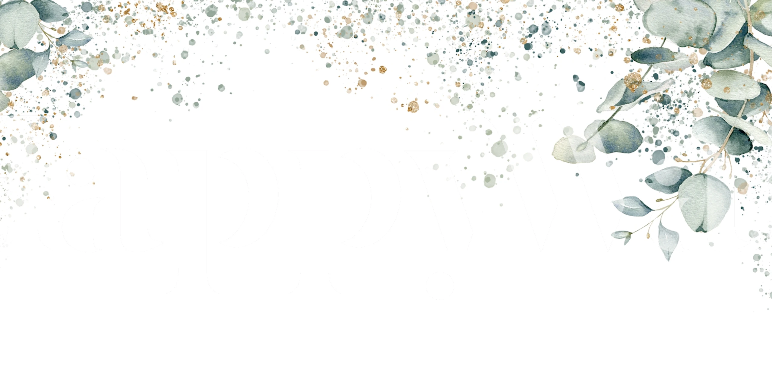 Eucalyptus en watercolor splashes behang in een kamer