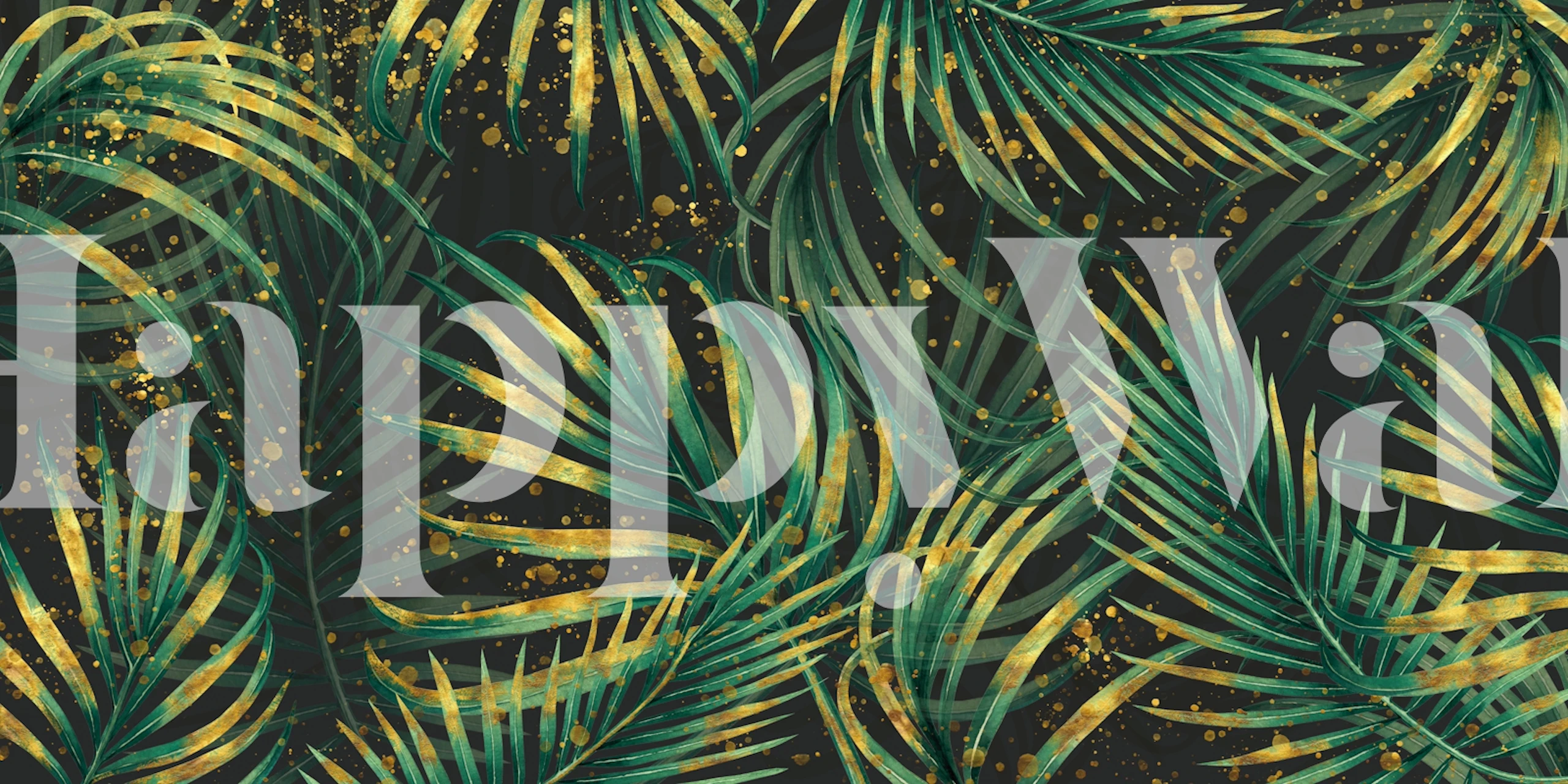 Tropicana black tapeta se zelenými listy