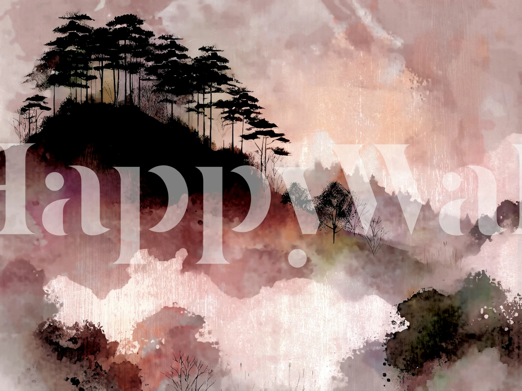 Abstract forest design with soft colors and trees wallpaper