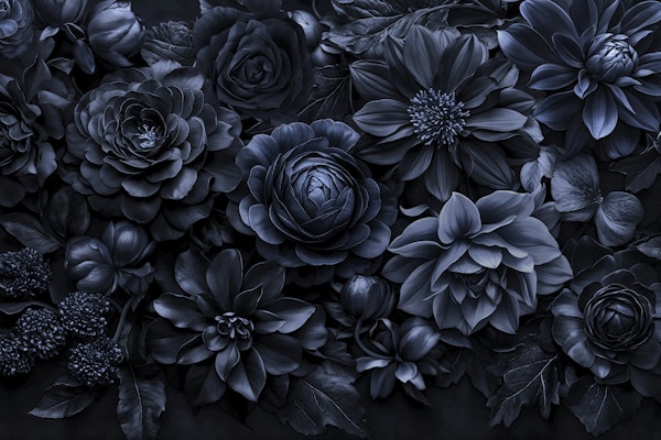 Midnight Floralscape Moody Baroque Dark Blue