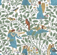 Victorian Angelic Forest on white carta da parati