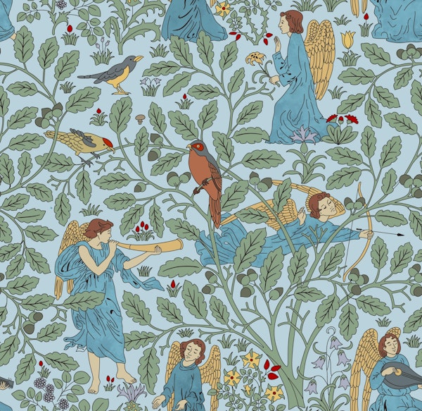 Victorian Angelic Forest on blue