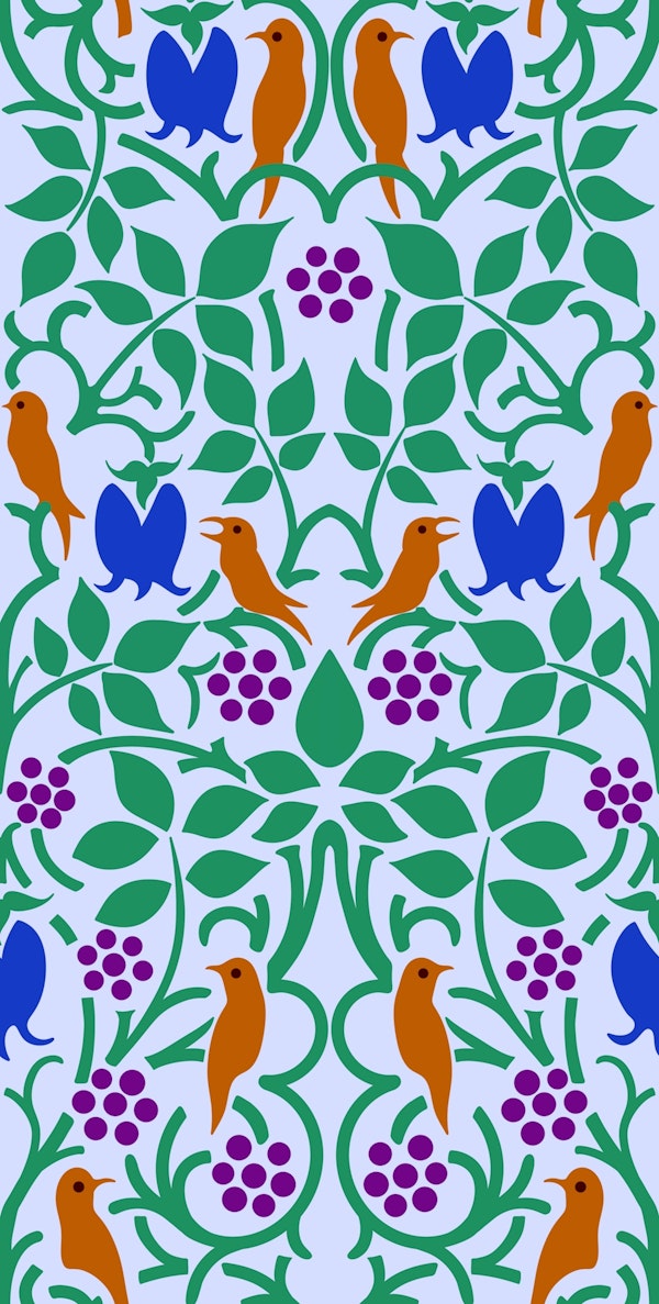 Vintage Pattern with birds and berries 2