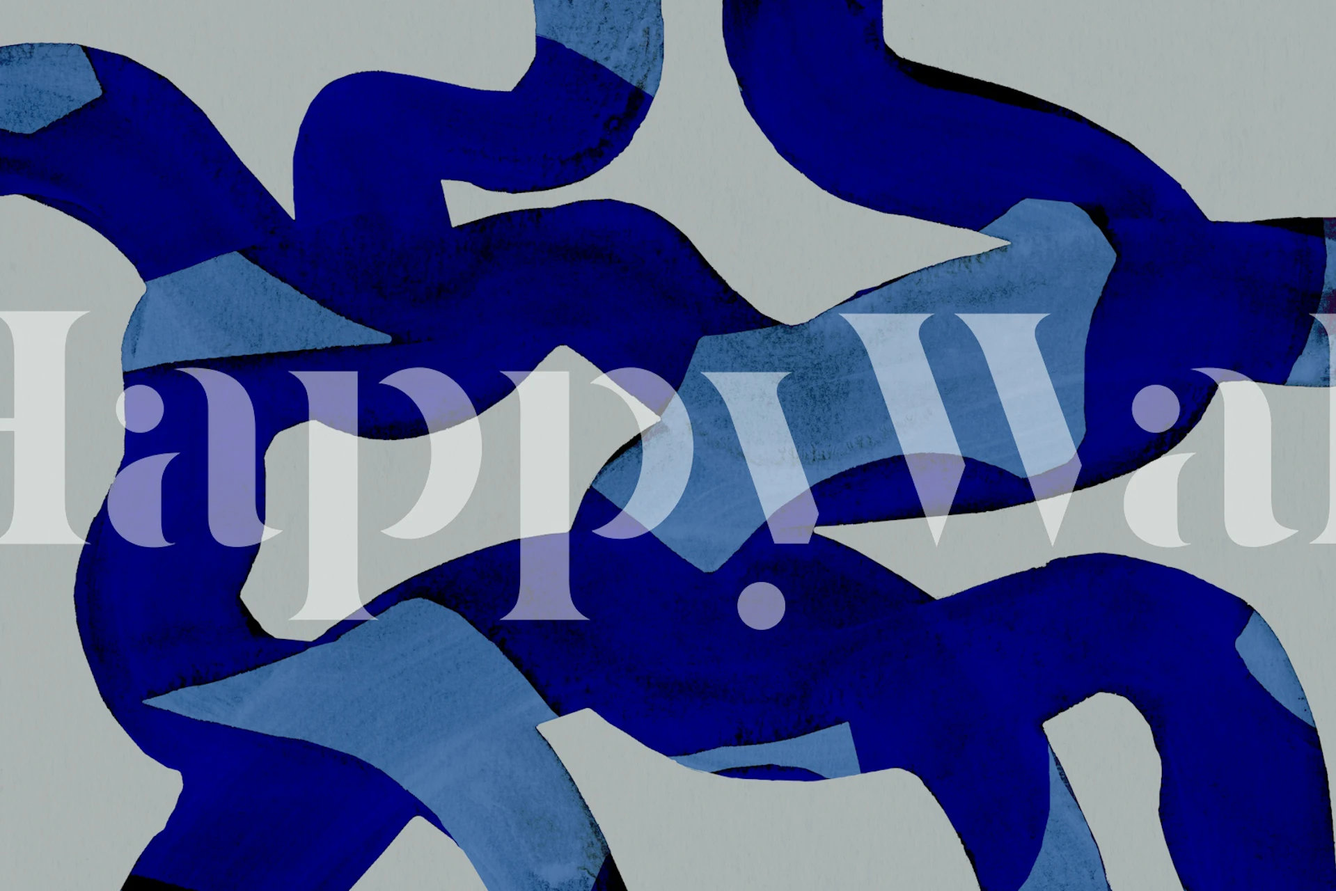 Carta da parati blu astratta Brush Strokes 65X nella stanza