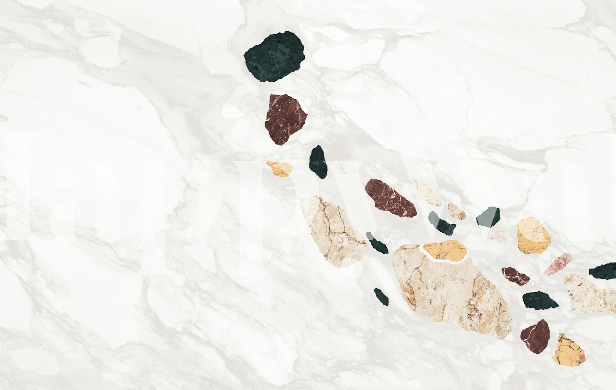 Marble texture with colorful terrazzo fragments in earthy tones wallpaper