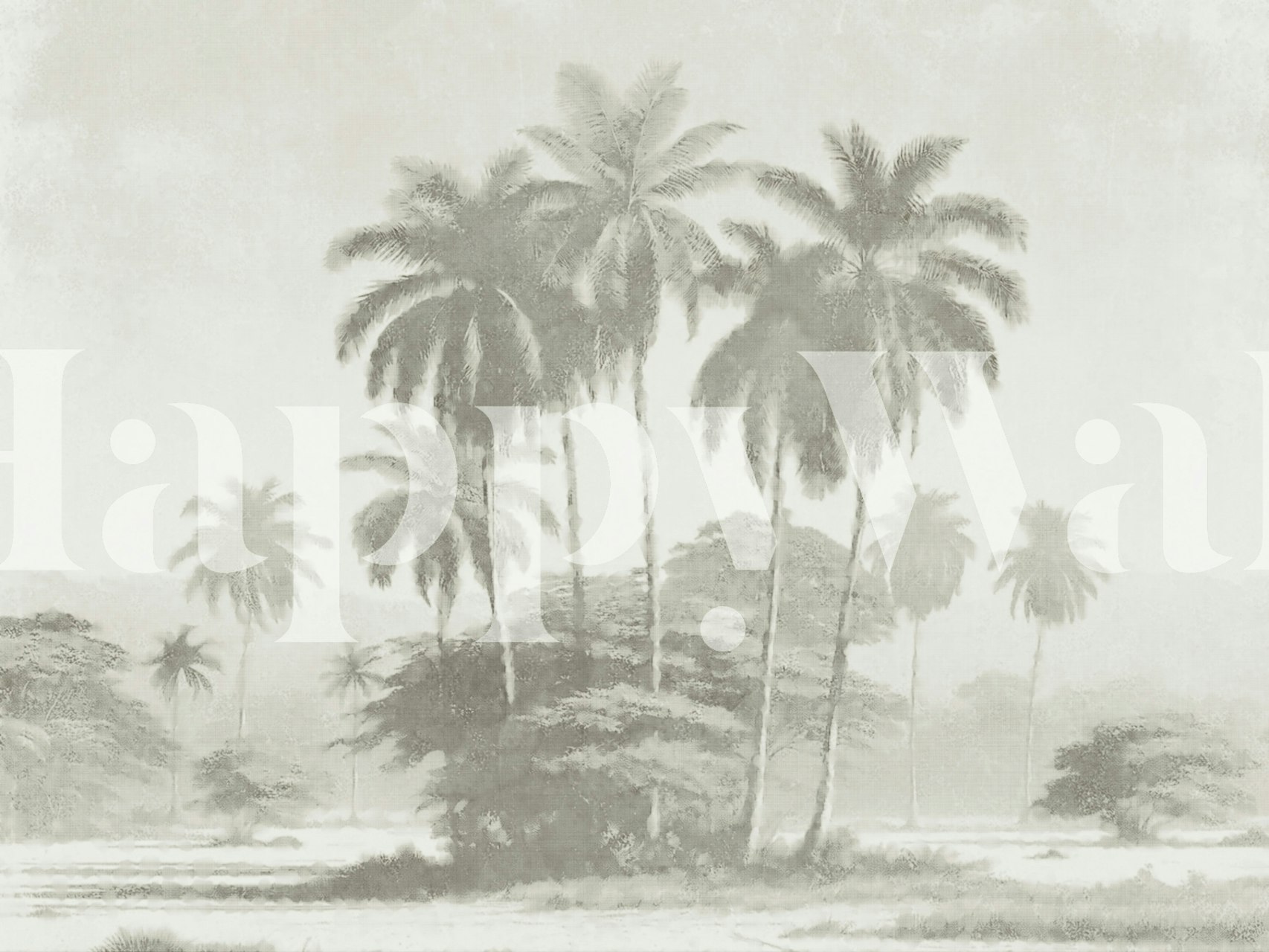 Antique rainforest landscape wallpaper in a room