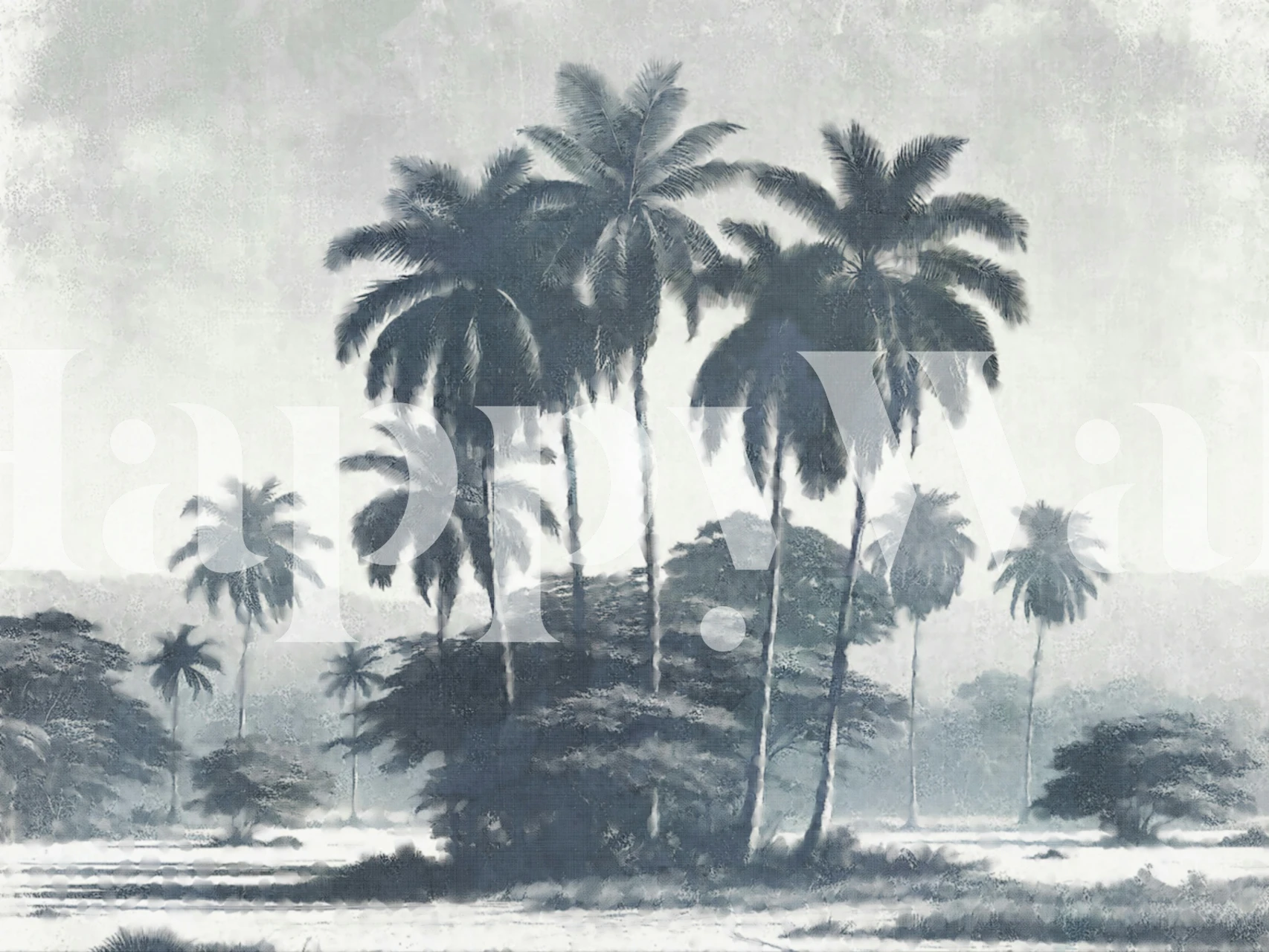 Vintage jungle landscape wallpaper in a room