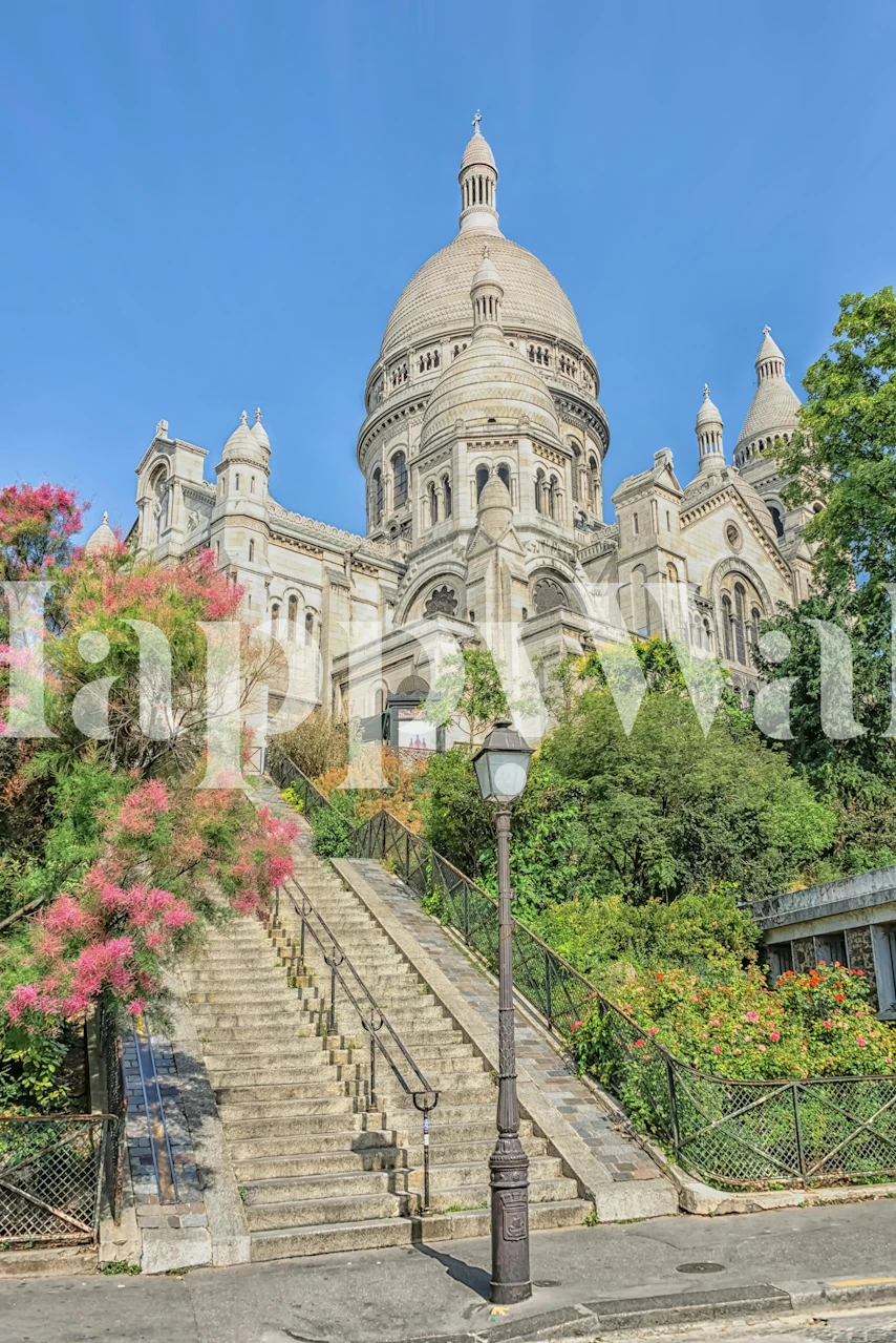 papel de parede Montmartre Monument em um quarto