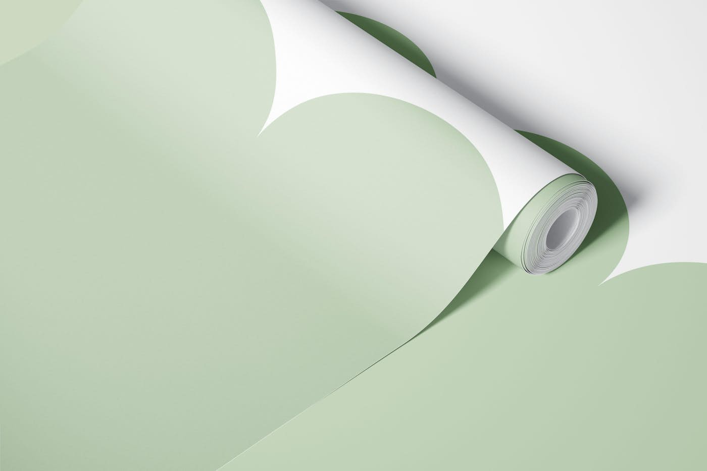Sage Green and White Scallop wallpaper roll