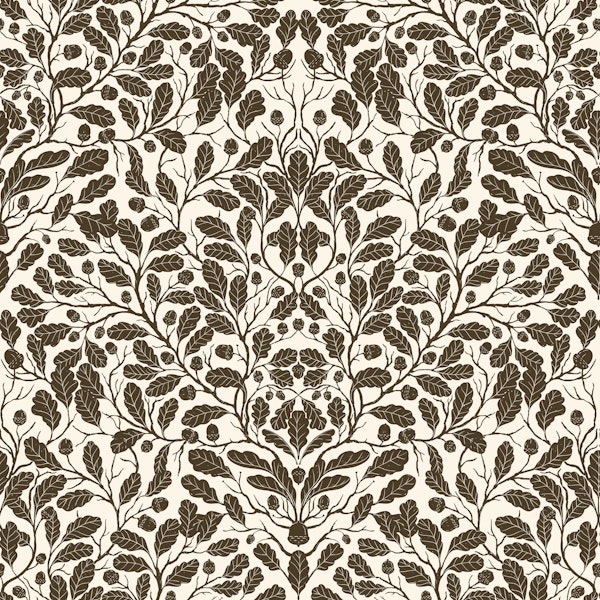 Oak branches and leaves, damask pattern