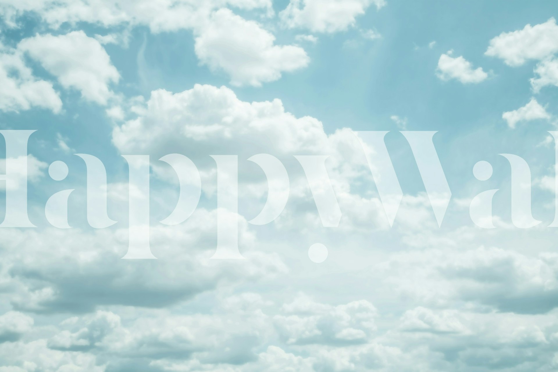 Soft Blue Clouds behang in een kamer