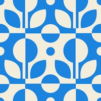 Checkered floral retro pattern blue 3230B ταπετσαρία