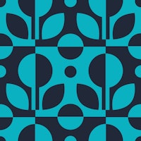 Checkered floral pattern dark blue 3230E ταπετσαρία