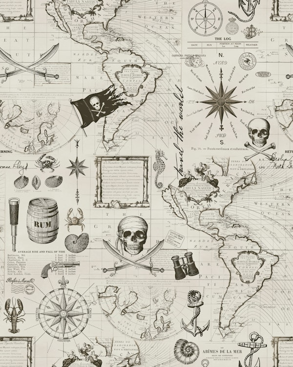 Sail The Seven Seas Nautical Mural Beige