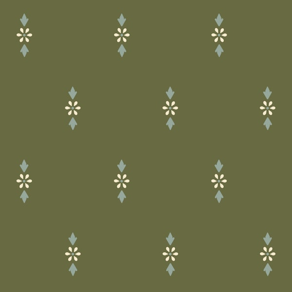 Nostalgic flowers medium - green and blue