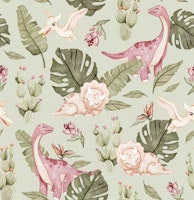 Dino Girl - sage green tapet