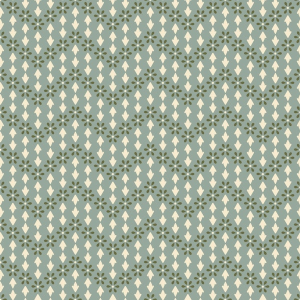 Zigzag tiny flowers medium - blue and green