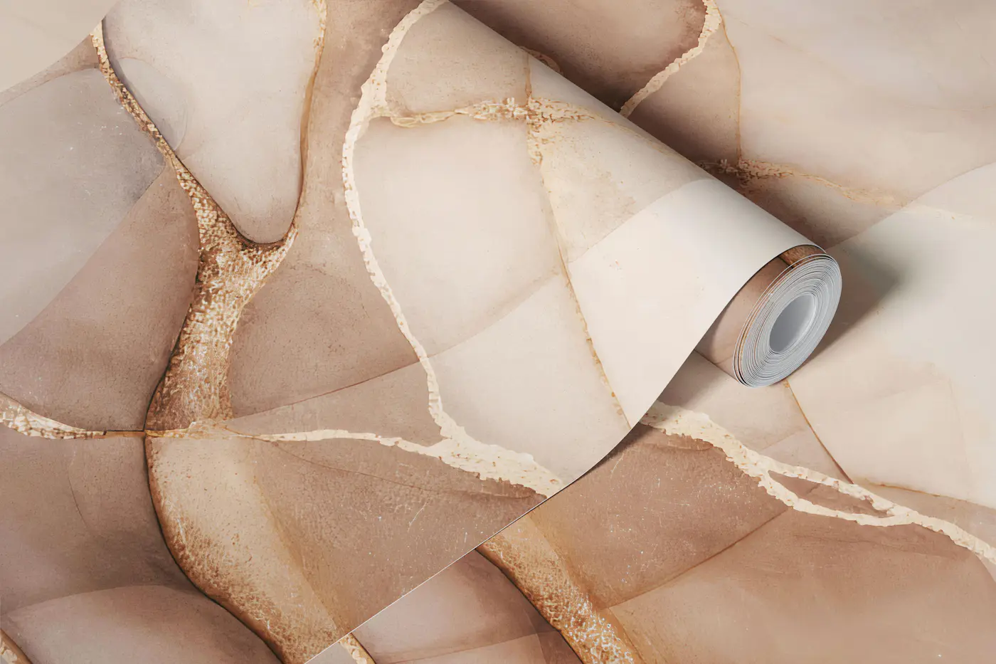 Inky Transparency Abstract Flow Beige Brown wallpaper roll