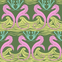 Vintage Art Nouveau Seahorses 5 carta da parati