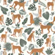 Cheetah with tropical leaves - white