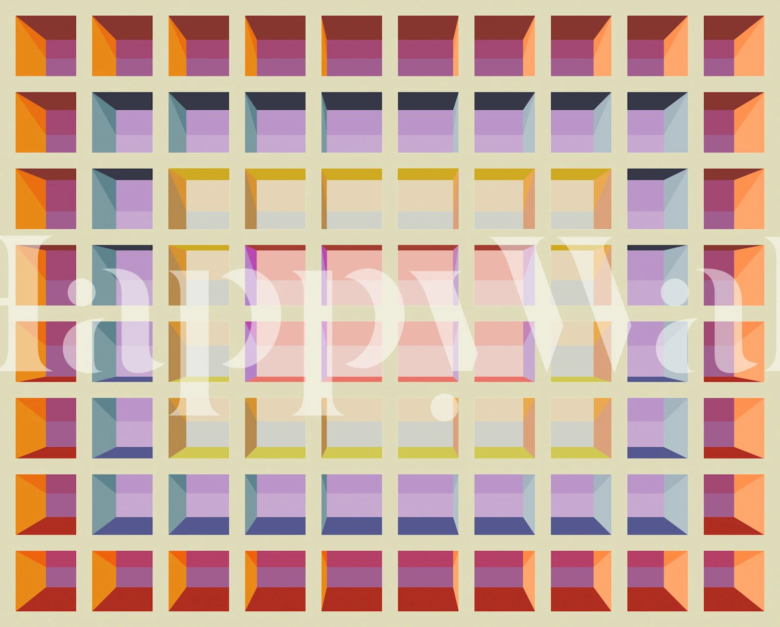 Colorful geometric pattern with squares in purple, orange, and yellow wallpaper