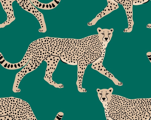 Walking Cheetah on Forest Green