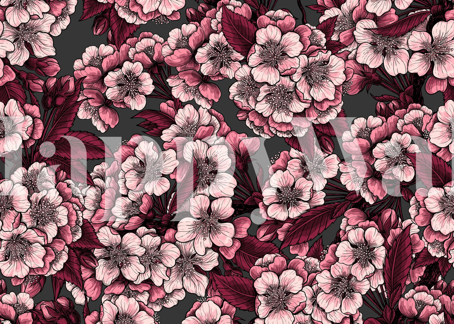 Papel tapiz Cherry blossom en una habitación elegante