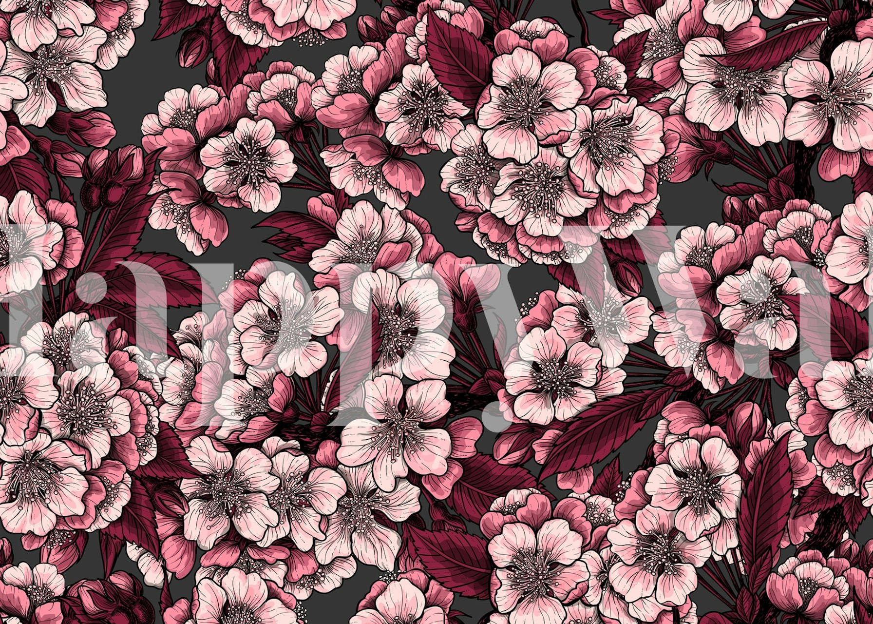 Cherry blossom wallpaper in a stylish room