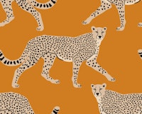 Walking Cheetah on Ochre behang